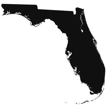 Outline Florida map on white background. Administrative map of Florida stat.. Stock Illustration