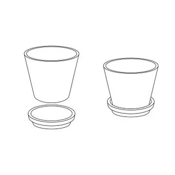 Outline flower pot Stock Illustration