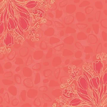 Outline flowers on abstract background Stock Illustration