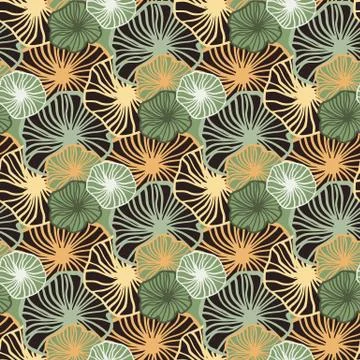 Outline flowers silouettes seamless pattern. Geometric multicolor contoured s Stock Illustration