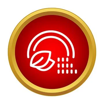 Outline foliage with data dots inside red circle Stock Illustration