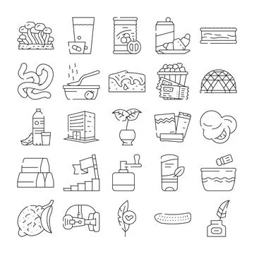 Outline food objects and abstract concepts collection Stock Illustration