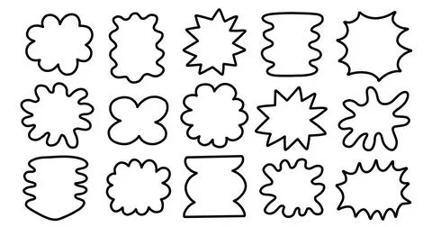 Outline frames speech bubbles line forms set Illustrazione stock