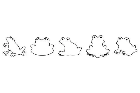 Outline frog illustration design set Stock Illustration