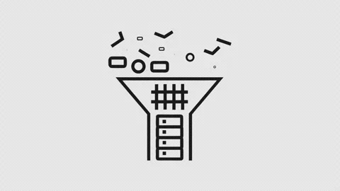 Outline Funnel Data Flow Animation with Path Reveal on Transparent Background Stock Footage 337653892