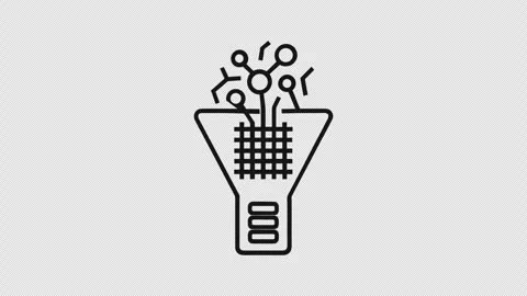 Outline Funnel Data Flow Animation with Path Reveal on Transparent Background Stock Footage 337653900