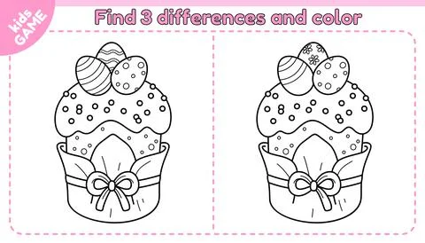 Outline game Find differences with Easter kulich Stock Illustration