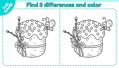 Outline game Find differences with Easter kulich Stock Illustration