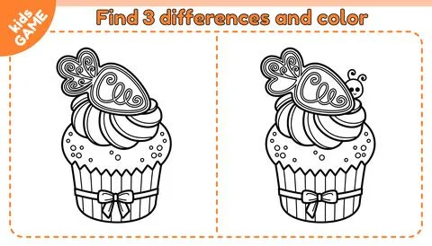 Outline game Find differences with Easter muffin Stock Illustration