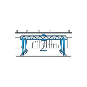 Outline of a gantry crane in a warehouse setting Ilustração Stock