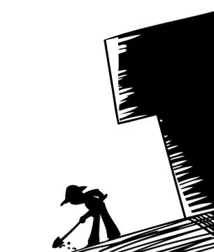 Outline of Gardener Digging Stock Illustration