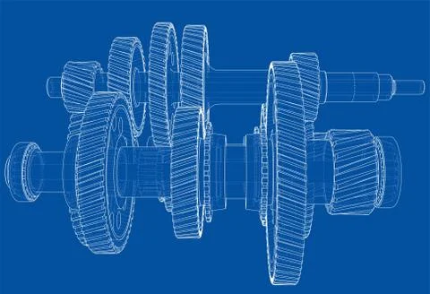 Outline gearbox concept. Vector Illustrazione stock