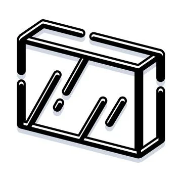 Outline geometric box container 3d icon Illustration