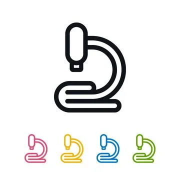Outline Geometric Microscope Icon Set Stock Illustration