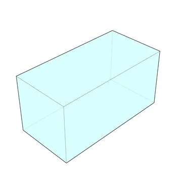 Outline of a geometric rectangular prism shape with blue infill Stock Illustration
