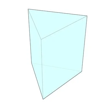 Outline of a geometric triangular prism shape with blue infill Stock Illustration