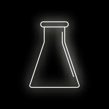 Outline glowing flask icon representing chemistry research Stock Illustration