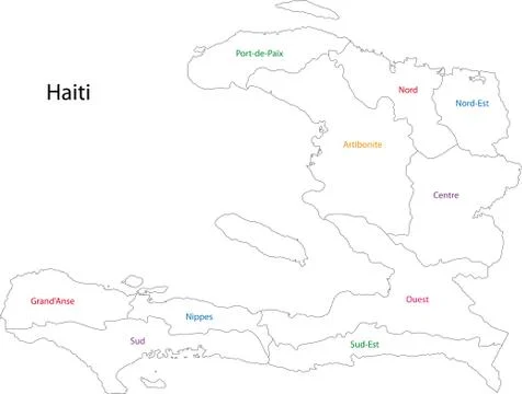 Outline haiti map Stock Illustration