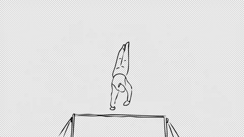 Outline of A hand drawn man doing Gymnastic on transparent (alpha) background Vídeos de archivo 249619646