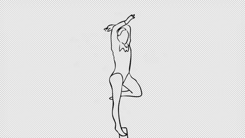 Outline of A hand drawn man doing Gymnastic with transparent (alpha) backgrou Stock Footage 249619738