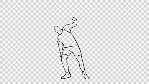 Outline of A hand drawn man throwing discus with transparent (alpha) backgrou Stock Footage 249588719