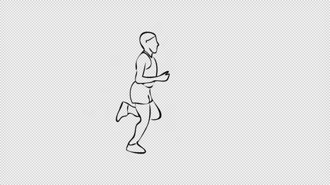 Outline of Hand drawn Marathon Runner with transparent (alpha) background Stock Footage 249618576