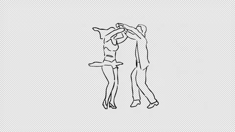 Outline of Hand drawn Salsa Dancing couple with transparent (alpha) backgroun Vídeos de archivo 249617965