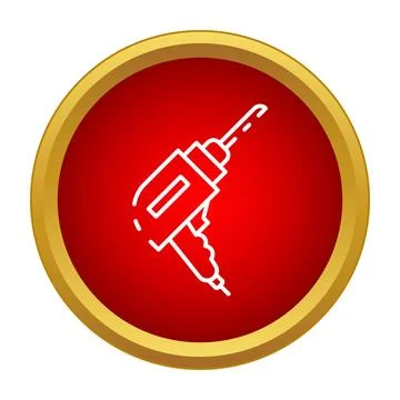 Outline hand drill construction tool red icon Ilustración de archivo