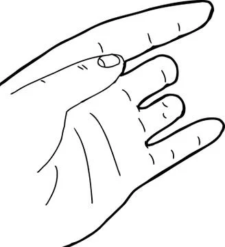 Outline of Hand with Missing Fingers Stock Illustration