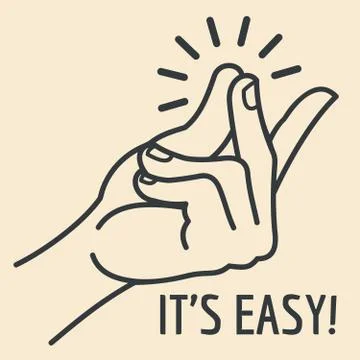 Outline hand with snapping finger gesture. Living easy concept vector background Illustrazione stock