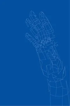 Outline human hand vector. Wire-frame style Stock Illustration