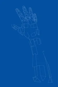Outline human hand. Wire-frame style Stock Illustration