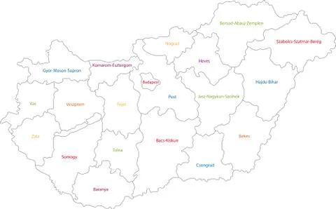 Outline Hungary map Stock Illustration