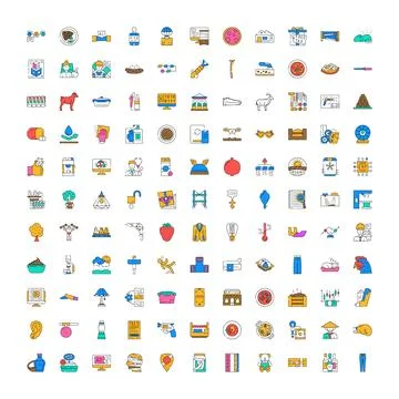 Outline icon collection representing various concepts and objects 스톡 일러스트