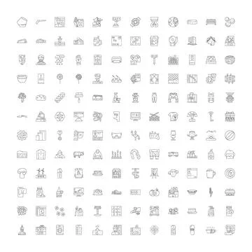 Outline icon collection representing various abstract concepts イラスト素材