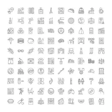 Outline icon collection set drawing different concepts Stock Illustration