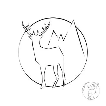 Outline icon with a deer. Stock Illustration