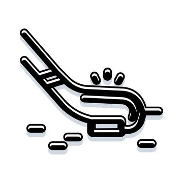 Outline icon of farming plow implement tilling soil 库存插图