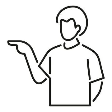 Outline icon of a man pointing left, showing a direction イラスト素材
