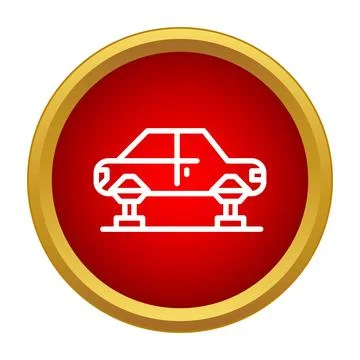 Outline icon representing a car undergoing maintenance and repair 스톡 일러스트
