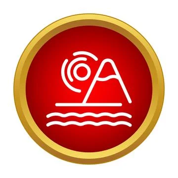 Outline icon representing mountain, ocean, and sun イラスト素材