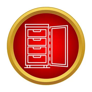 Outline icon representing a safe cabinet with open door Stock Illustration