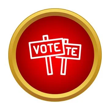 Outline icon representing two protest signs promoting voting Illustrazione stock