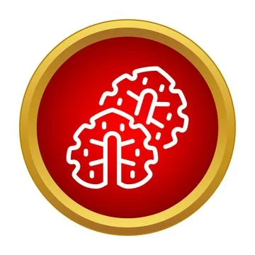 Outline icon representing two thyme sprigs in red circle Stock Illustration