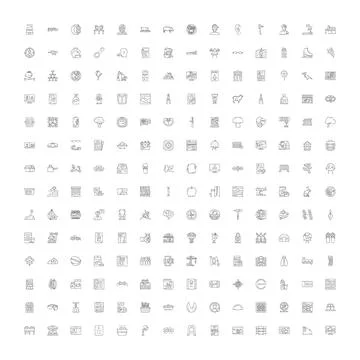 Outline icon set including various symbols infographics Stock Illustration