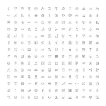 Outline icon set including various web interface symbols イラスト素材