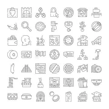 Outline icon set offering diverse business and internet concepts Stock Illustration