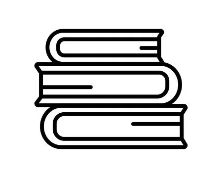 Outline icon of stack of books. Reading in the library. Pages and cover Stock Illustration