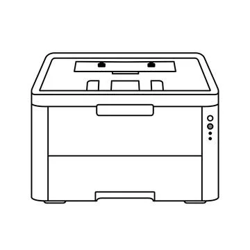 Outline Icon style multifunction laser printer, vector illustration Stock Illustration