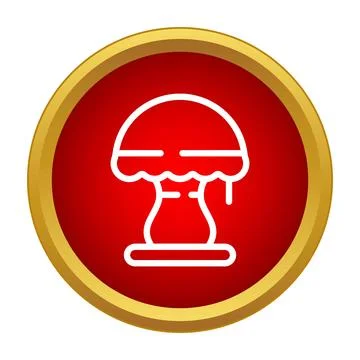 Outline icon of a table lamp on red circle Stock Illustration